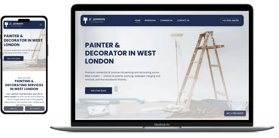 Custom small business website example by Longnewton Web Design